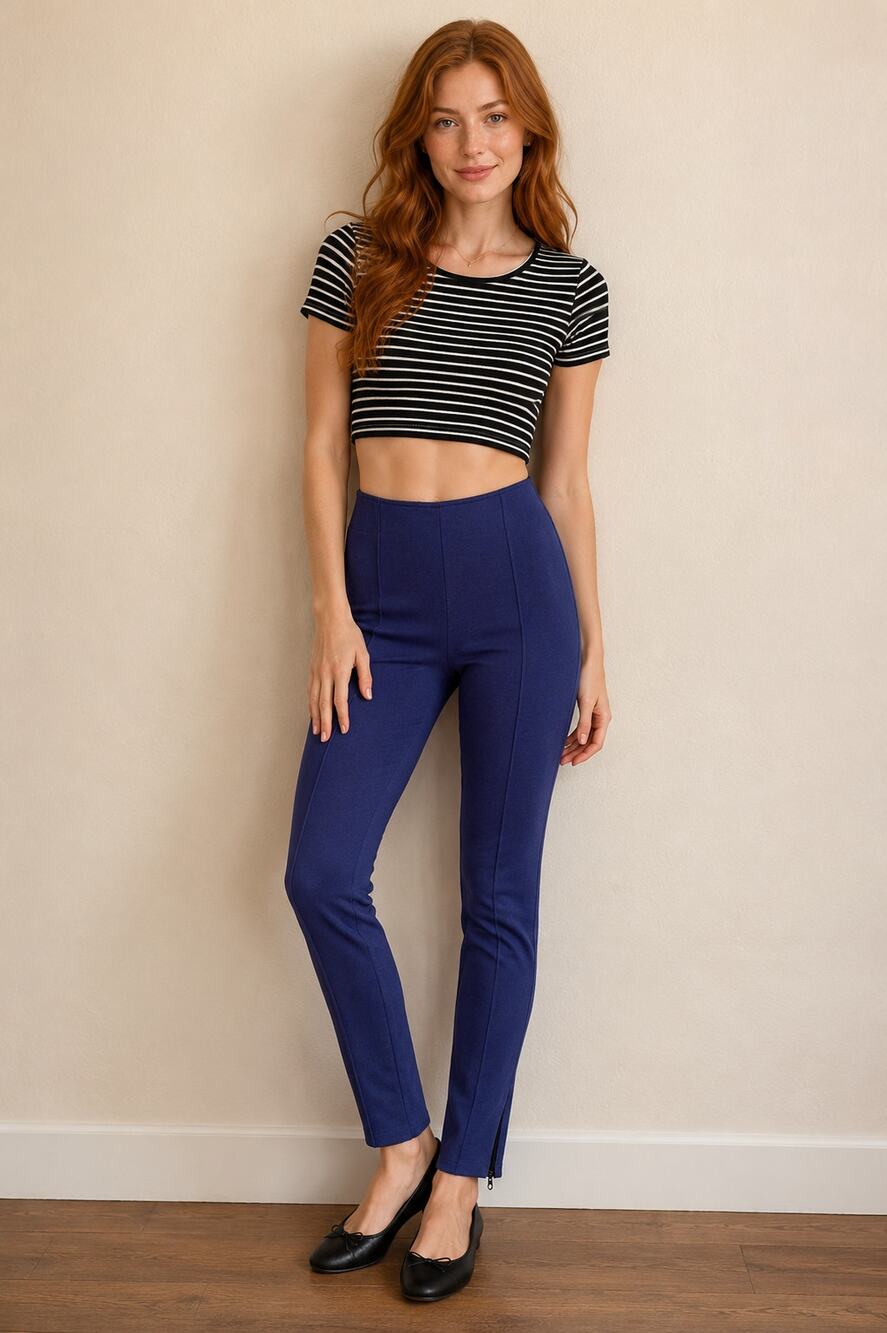 Twiggy London Women's Size 4 Pull On Stretch Pants Zip Ankle Blue
